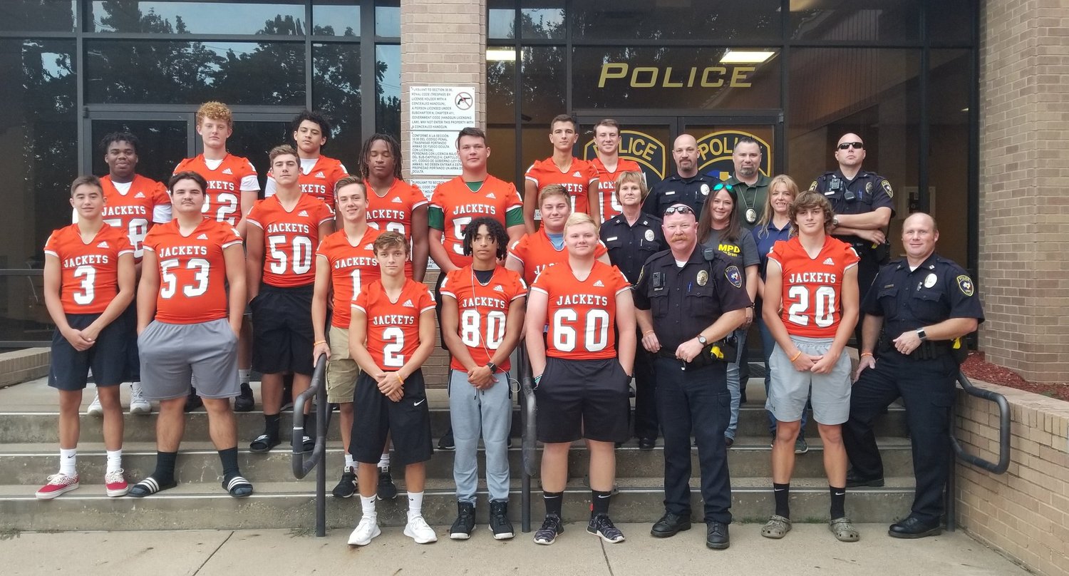 Members of the Mineola varsity football team prepared and served breakfast to the Mineola Police Department Thurs. Sept. 26, as a way to say thank you to our local first responders.